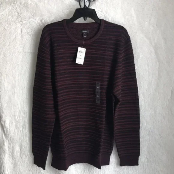 NWT Macy's Alfani Men's Sweater Port Red Ottoman Textured Crewneck - Picture 11 of 14